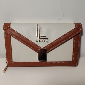 Loulu cream & caramel brown wallet, new without tags